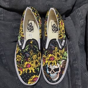 Cute Sun Flower & Skull Vans w10 m8.5